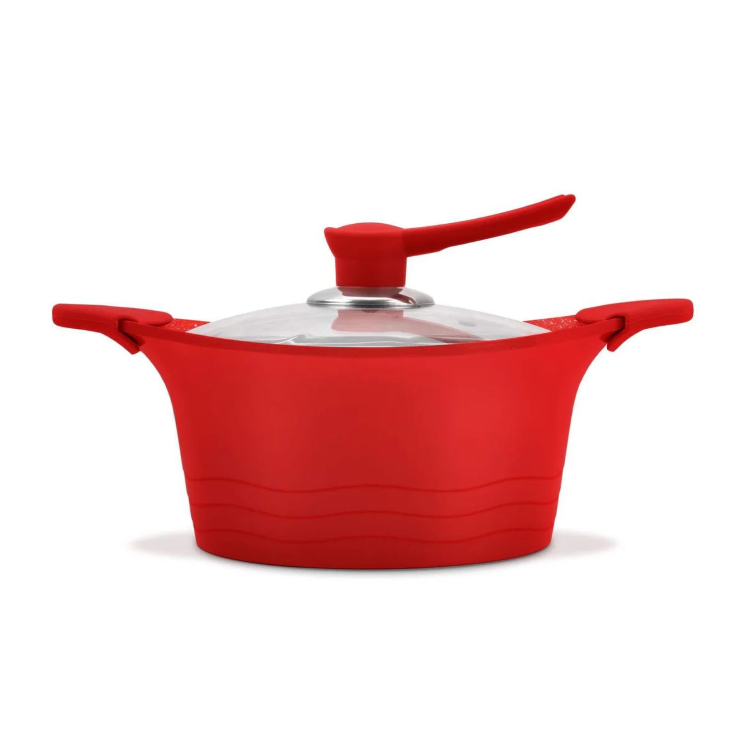 Cacerola 28cm De Aluminio Fundido Roja Bohlier Tapa De Vidrio image number 0.0