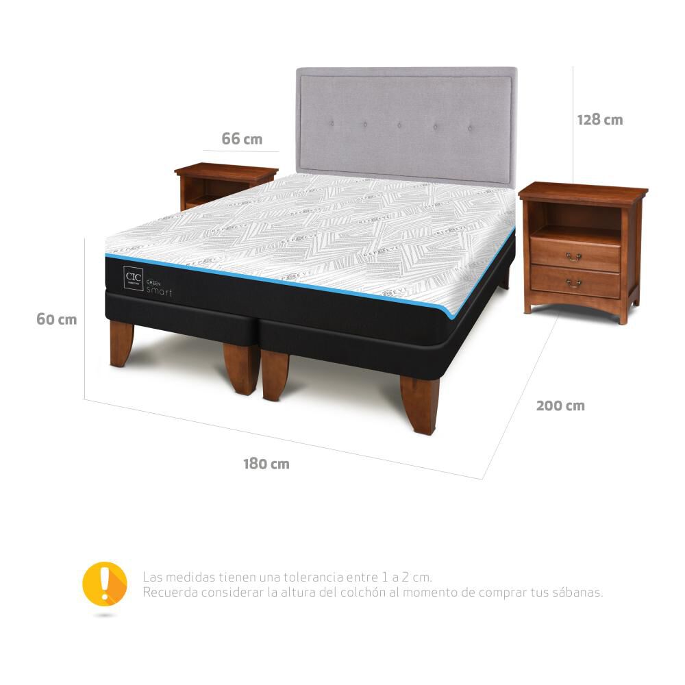 Cama Europea Cic Green Infinity / Base Dividida + Set De Maderas image number 6.0