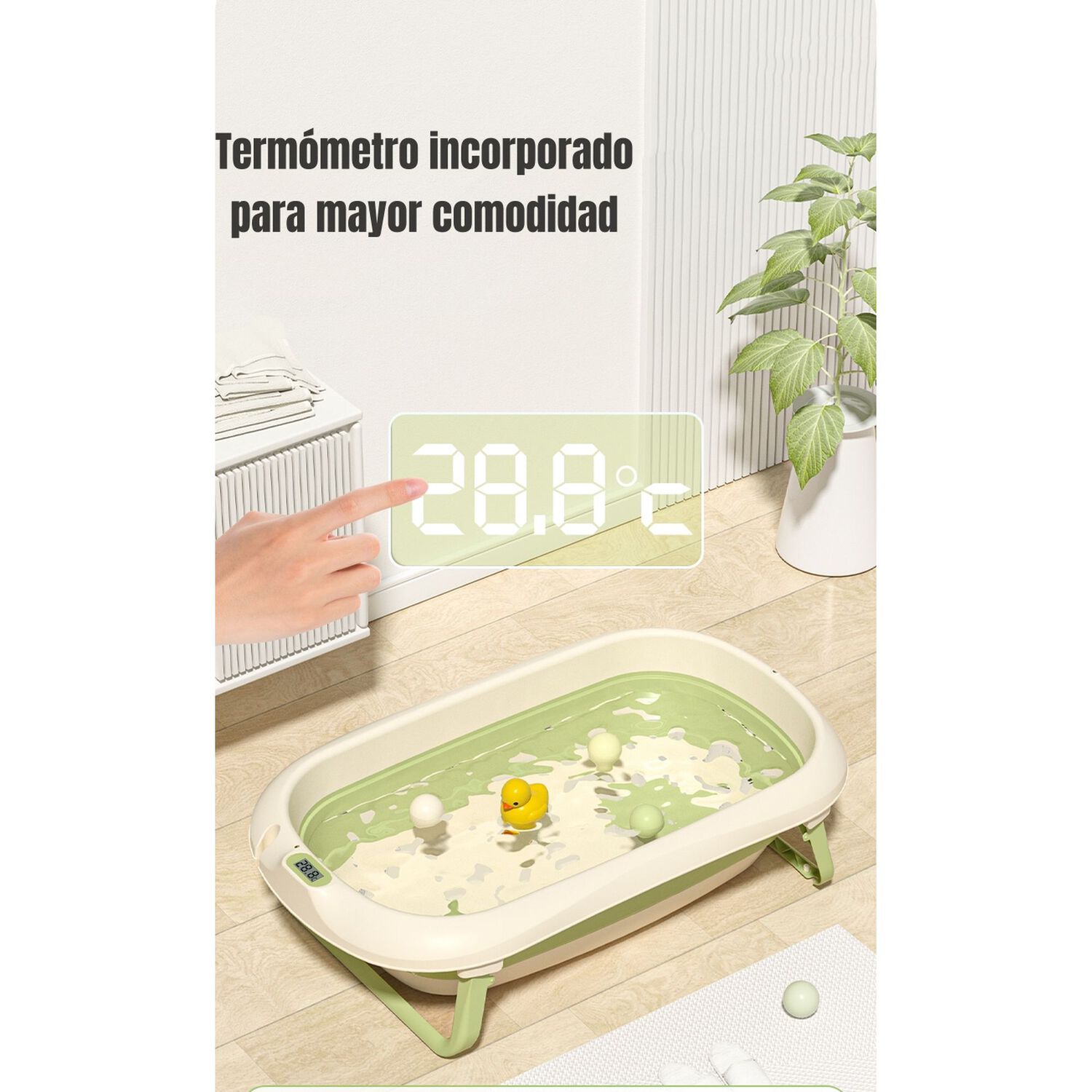 Ba&ntilde;era Con Term&oacute;metro Coj&iacute;n Premium Rosada Lubabycas image number 10.0