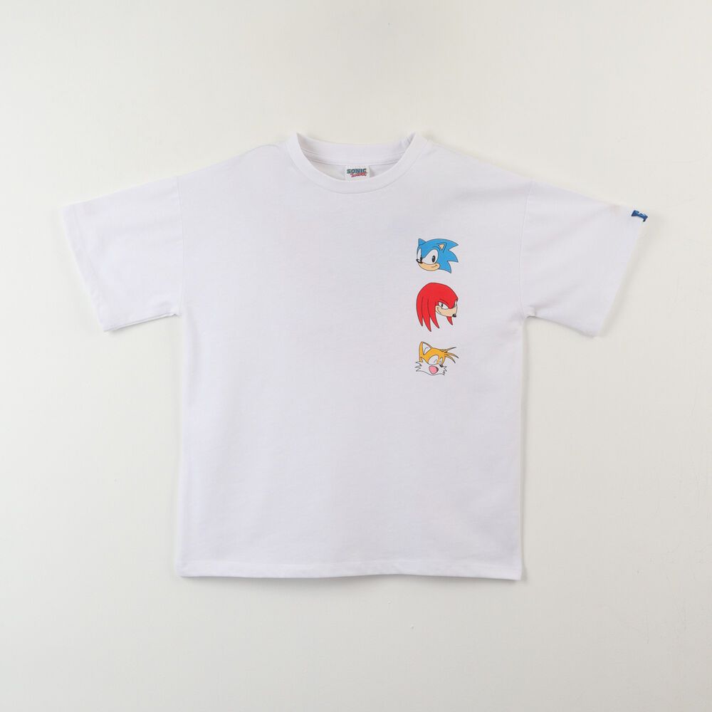Polera Manga Corta Ni&ntilde;o Blanco Back Print Sonic image number 0.0