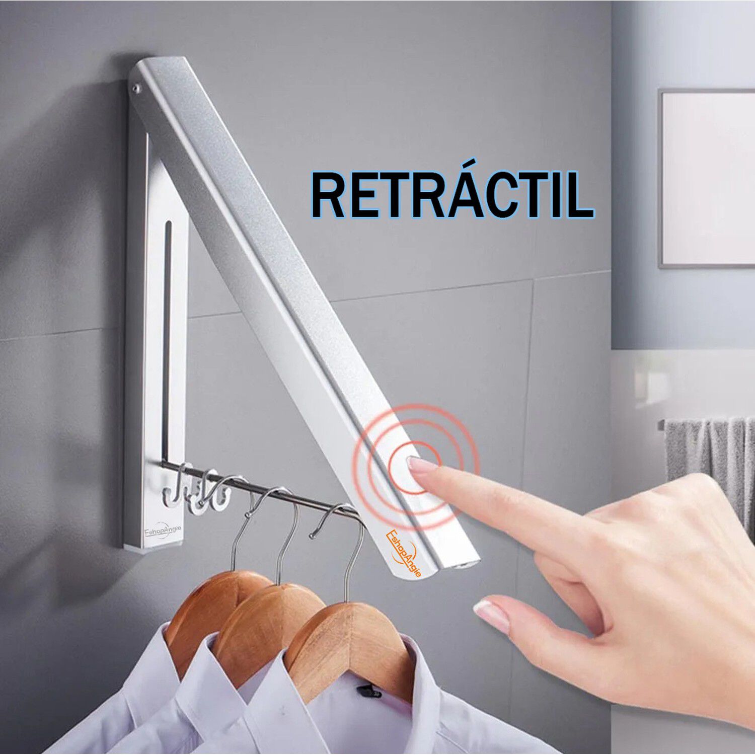 Colgador Ropa Plegable Tendedero Retr&aacute;ctil Montado Aluminio image number 1.0