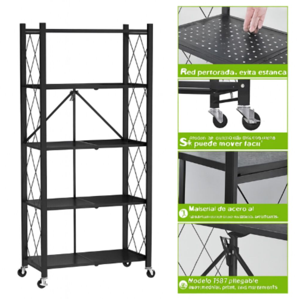 Estante Plegable Con Ruedas Multiuso Almac&eacute;n Acero 5 Niveles image number 6.0