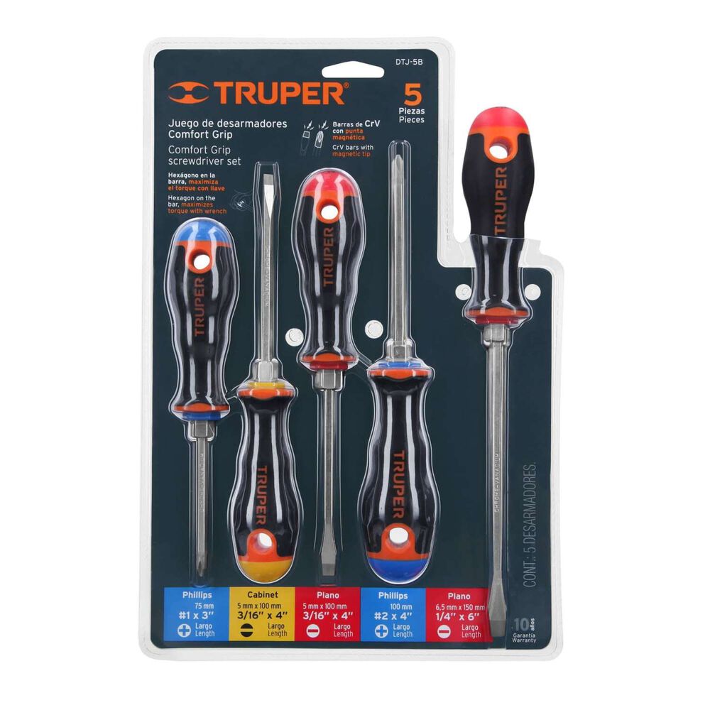 Set De Atornilladores Comfort Grip 5un. - Truper image number 1.0