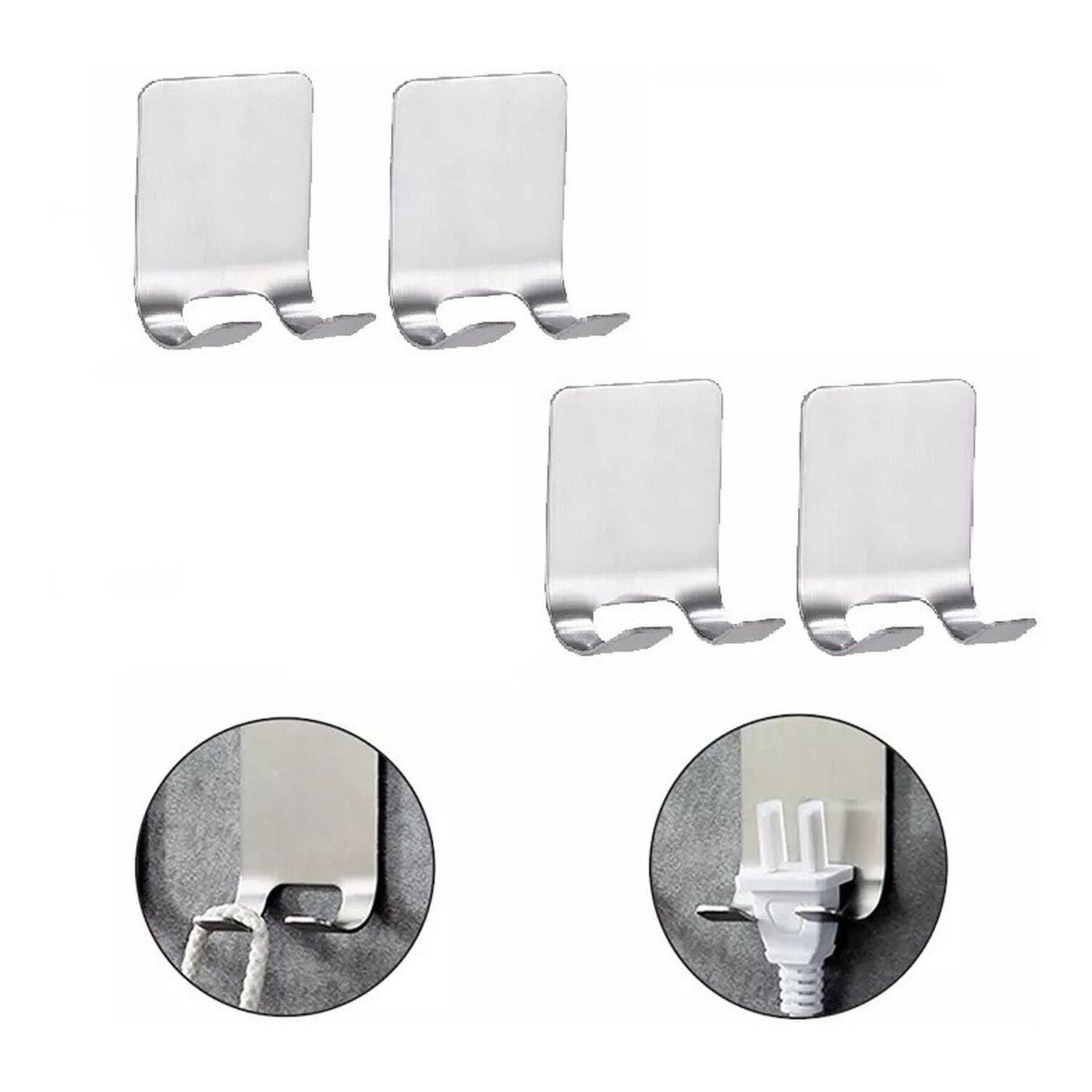 Pack 4 Ganchos Acero Inoxidable Multifunci&oacute;n Pared 60mm image number 0.0