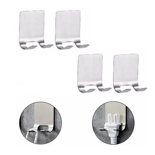 Pack 4 Ganchos Acero Inoxidable Multifunci&oacute;n Pared 60mm