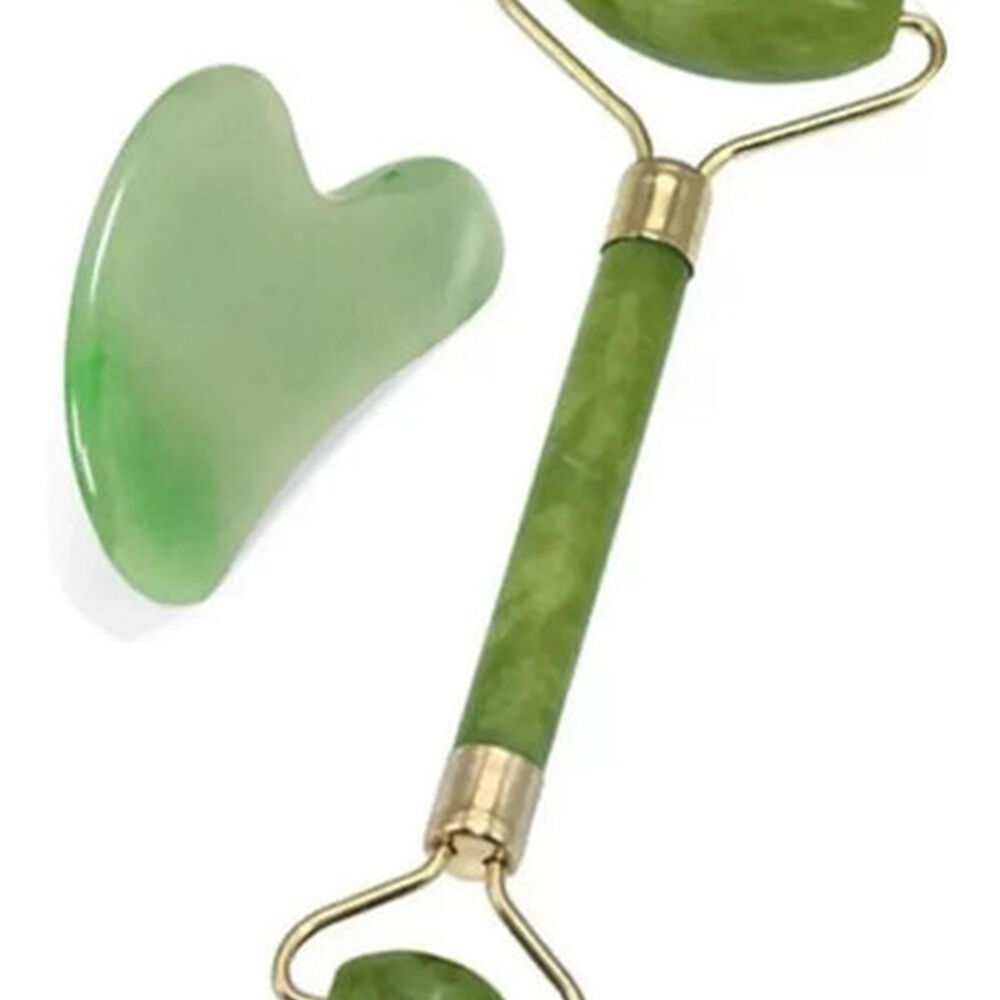 Rodillo Masajeador Facial Y Piedra De Jade 100% Natural image number 0.0