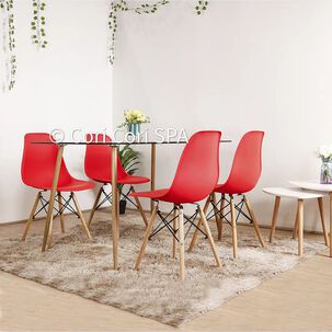 Comedor Rubi Vidrio 120x80cm + 4 Sillas Eames