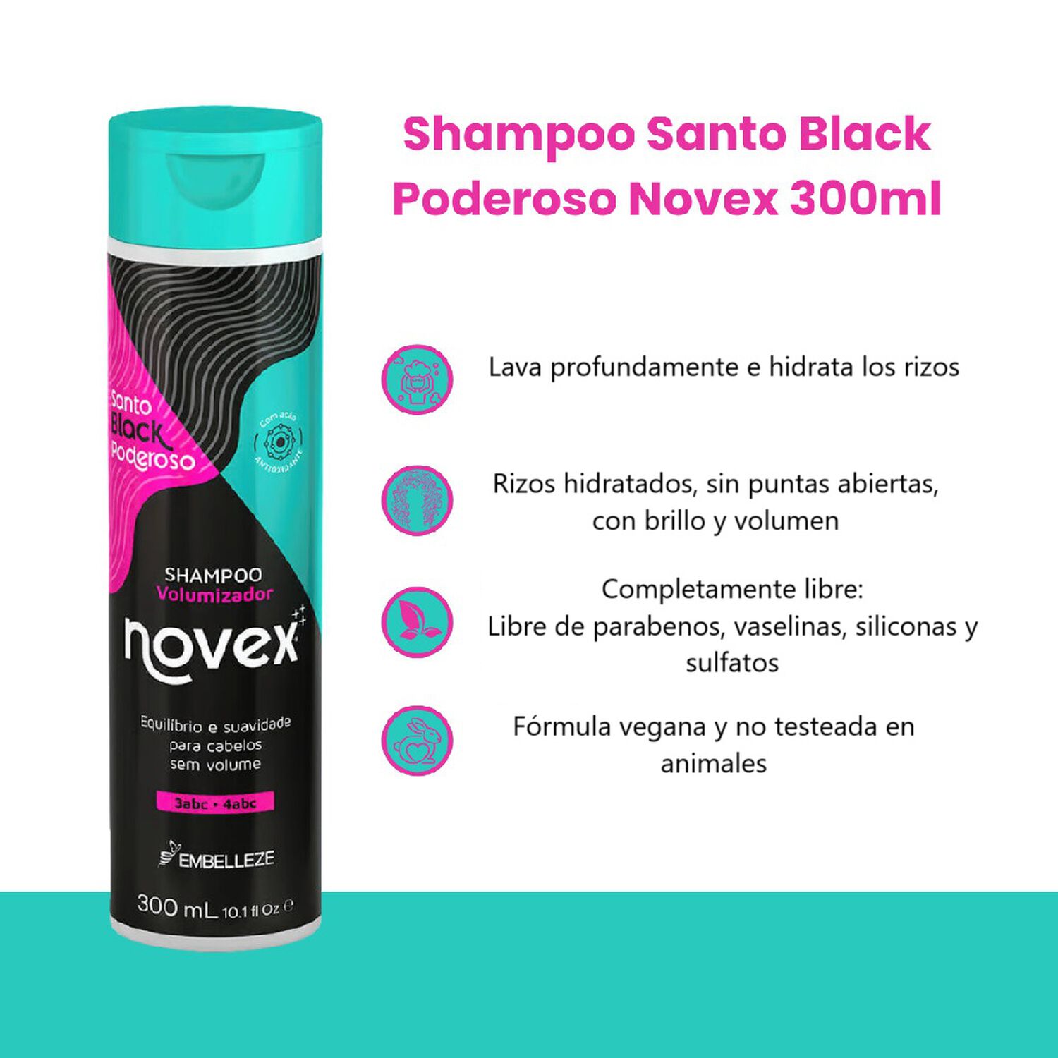 Shampoo Meus Cachos Santo Black 300ml. image number 3.0