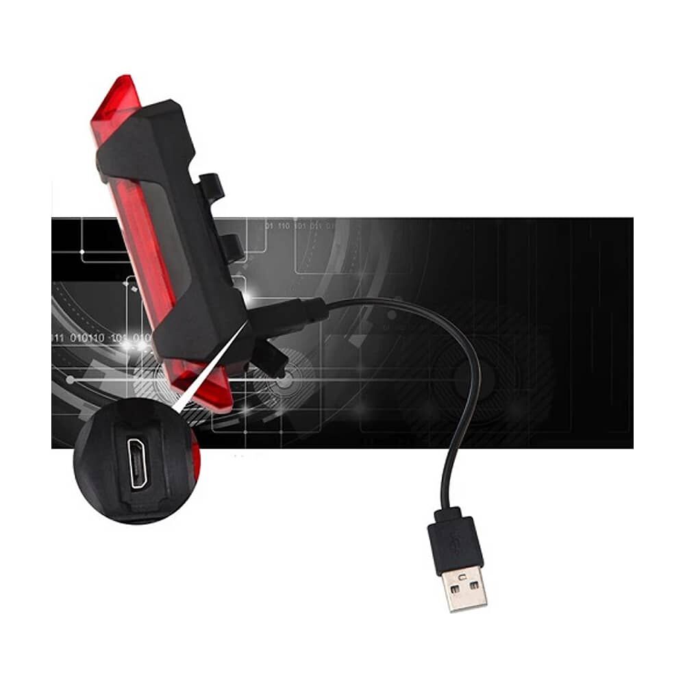 Luz Linterna Led Bicicleta Luz Trasera Lateral Frontal Roja Recargable image number 5.0