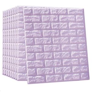 Pack 10 Lamina Papel Mural Autoadhesivo 3d Ladrillo Morado