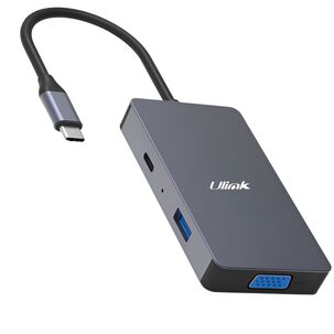 Hub Adaptador Type-c (5en1) 4k Hdmi X2/ Vga/ Type-c/ Usb 3.0