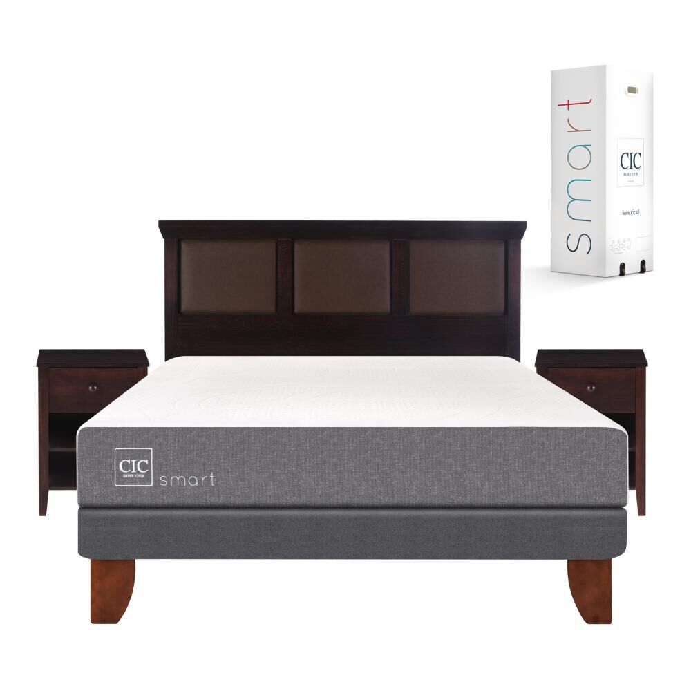 Cama Europea Cic Smart / 2 Plazas / Base Normal  + Set De Maderas image number 0.0