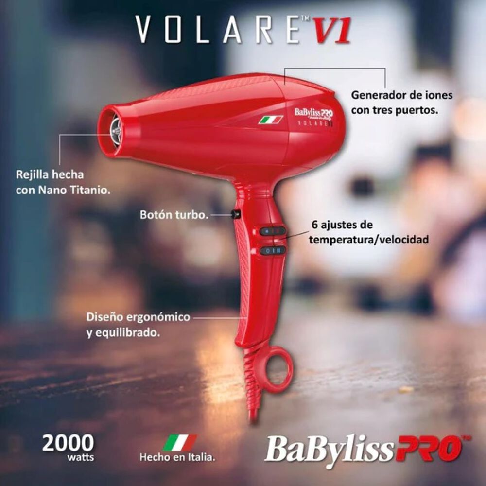 Secador Volare V1 Motor 6 Niveles Ferrari Babylisspro Rojo image number 4.0