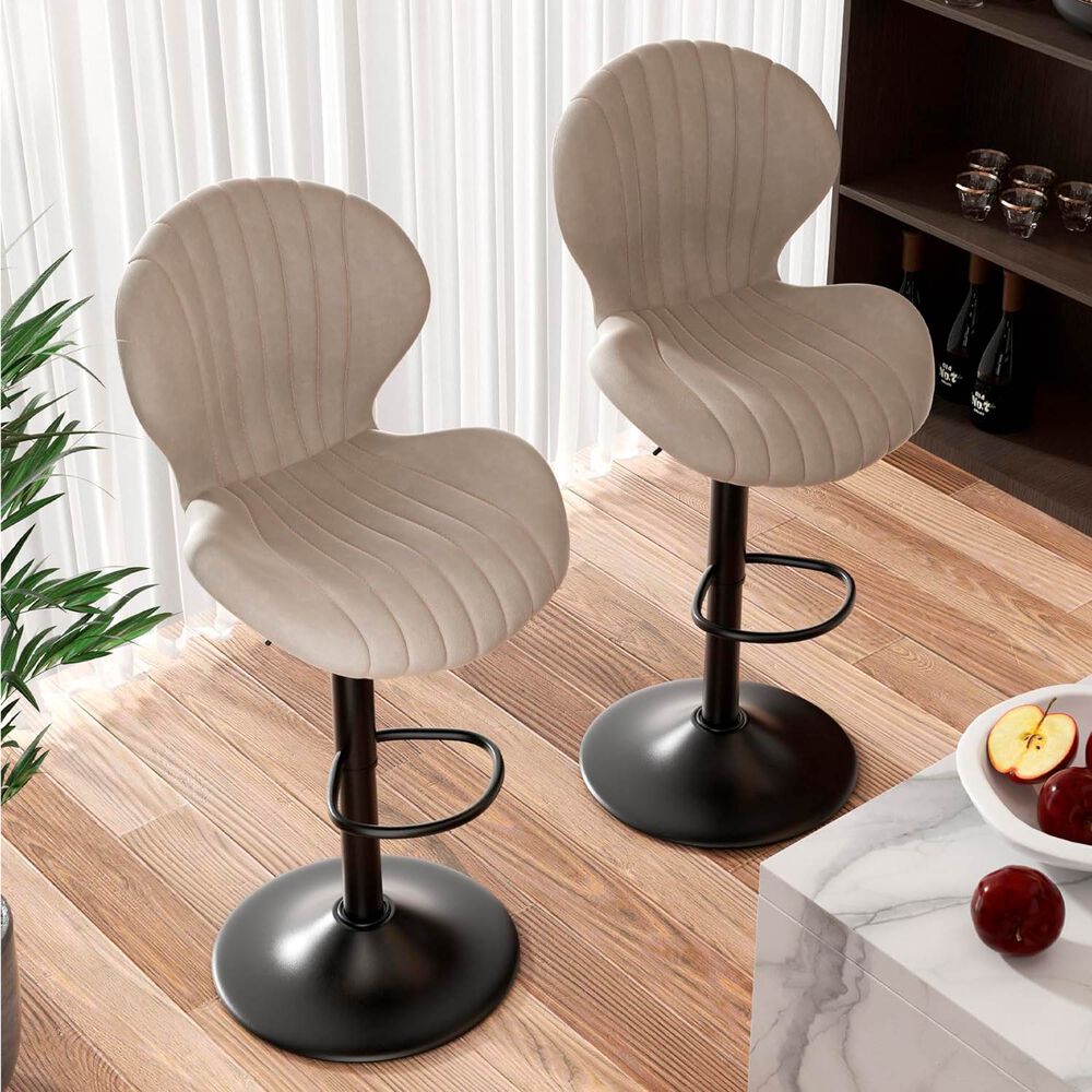 Pack 2 Pisos De Bar Lounge Con Respaldo Y Reposapi&eacute;s Beige image number 1.0