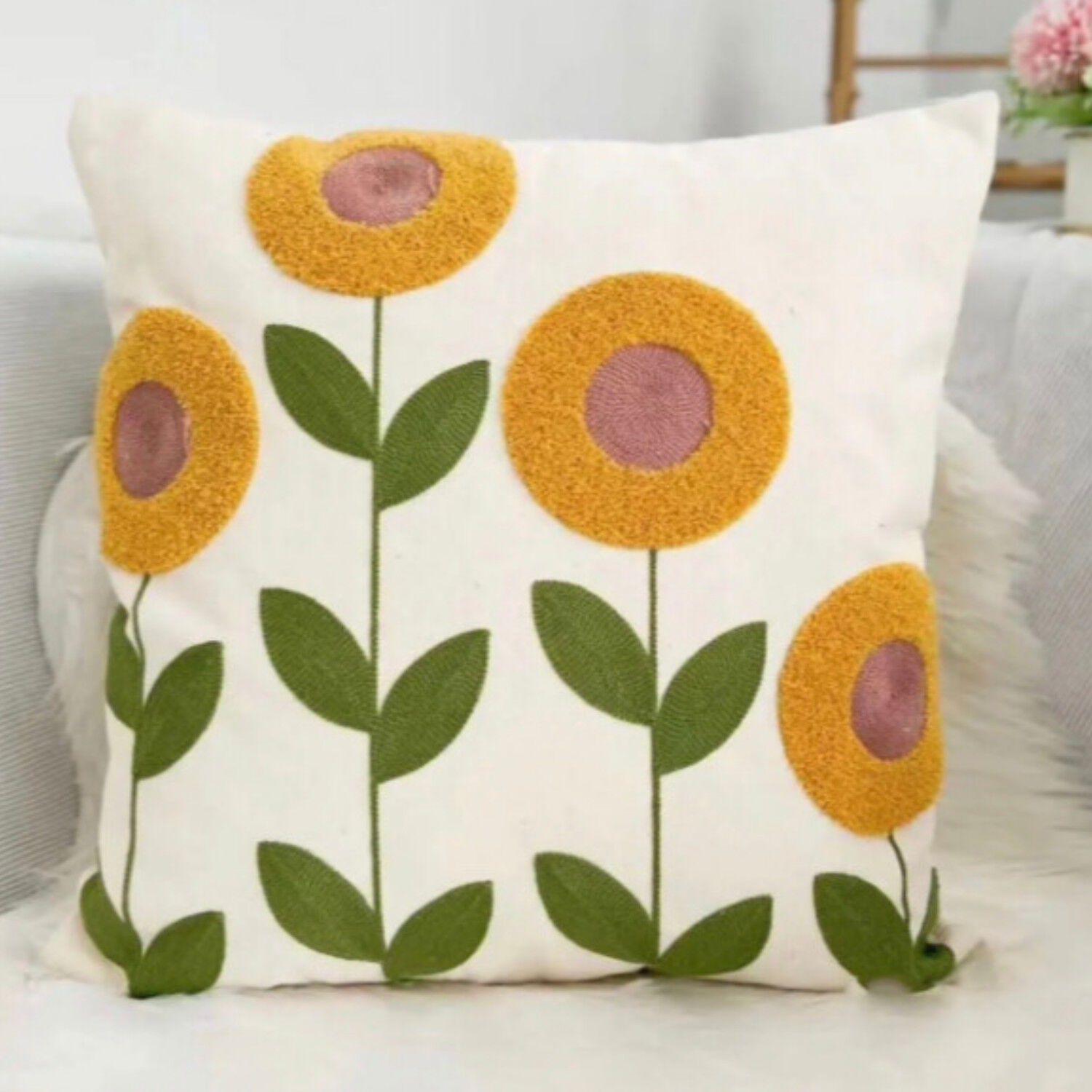 Funda Cojin Bordada 45x45 Cm Girasoles image number 1.0