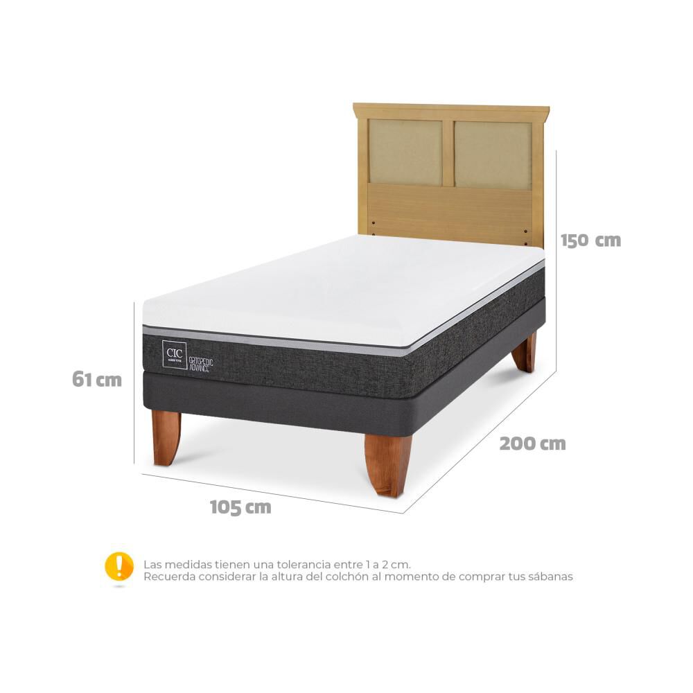 Cama Europea Cic Ortopedic Advance / 1.5 Plazas / Base Normal + Respaldo image number 3.0