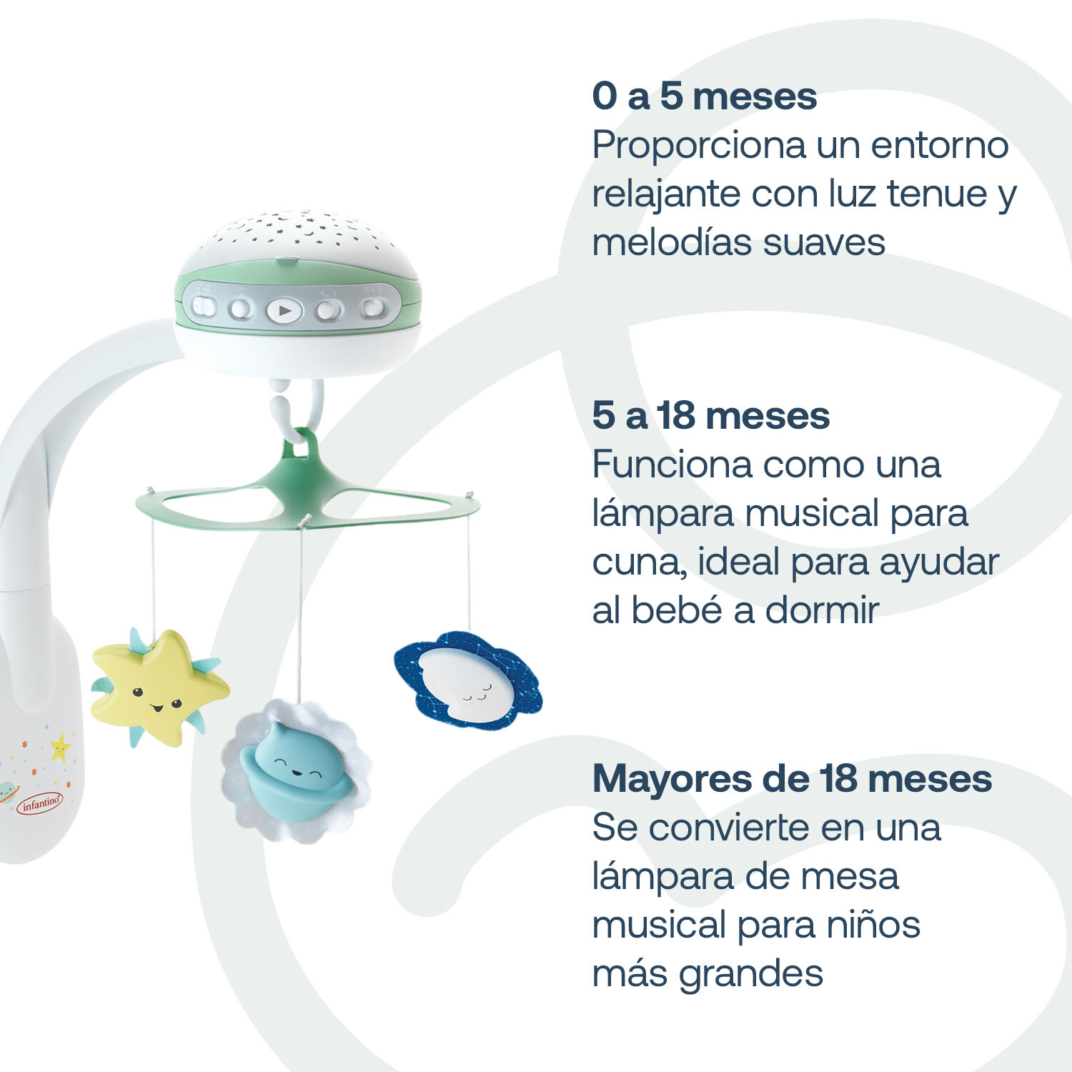 M&oacute;vil Proyector Musical 3 En 1 Verde Infantino image number 2.0