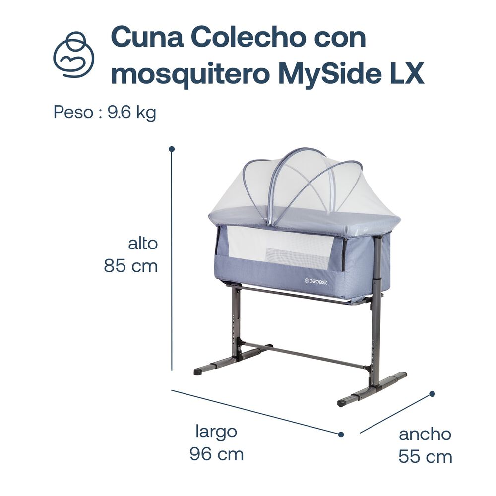 Cuna Colecho Con Mosquitero Myside Lx Azul Bebesit image number 6.0