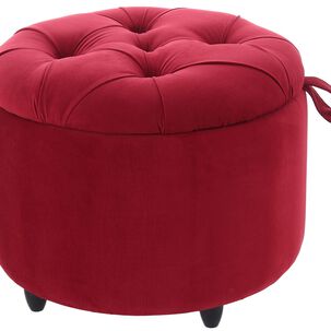 Pouf Baúl Zoe Rojo Felpa 60x60x50 Cm