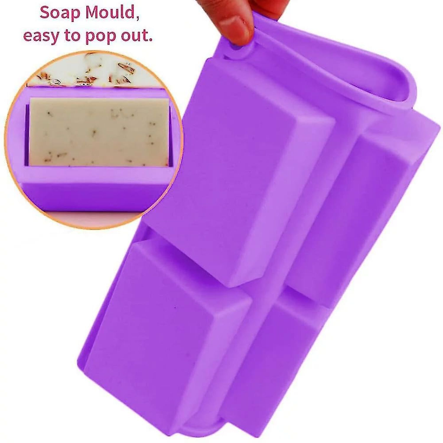 Molde De Silicona Para Jabon Rectangular 6 Divisiones Color Morado image number 2.0