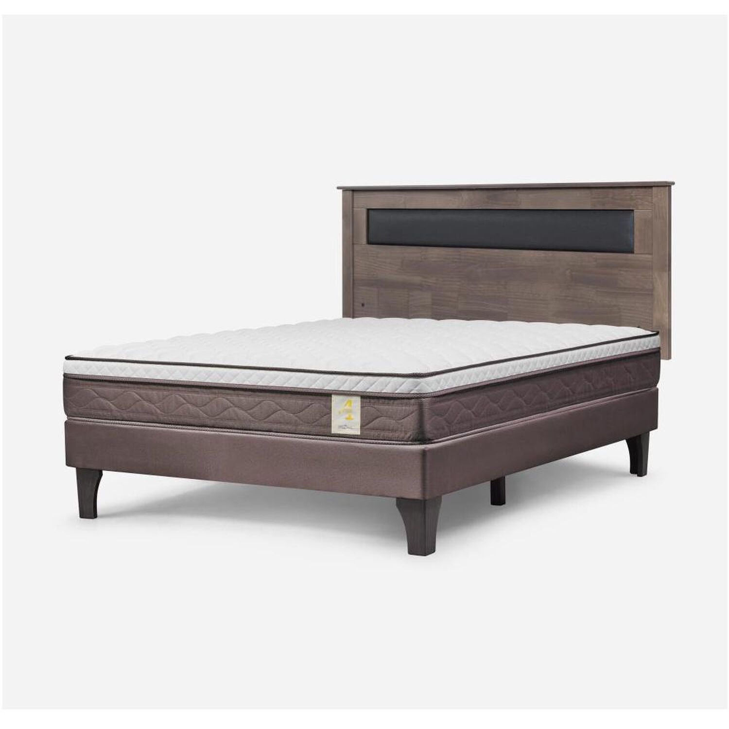 Cama Europea Rosen New Style 4 Plus / 2 Plazas / Base Normal  + Respaldo Ferrara Gris image number 2.0