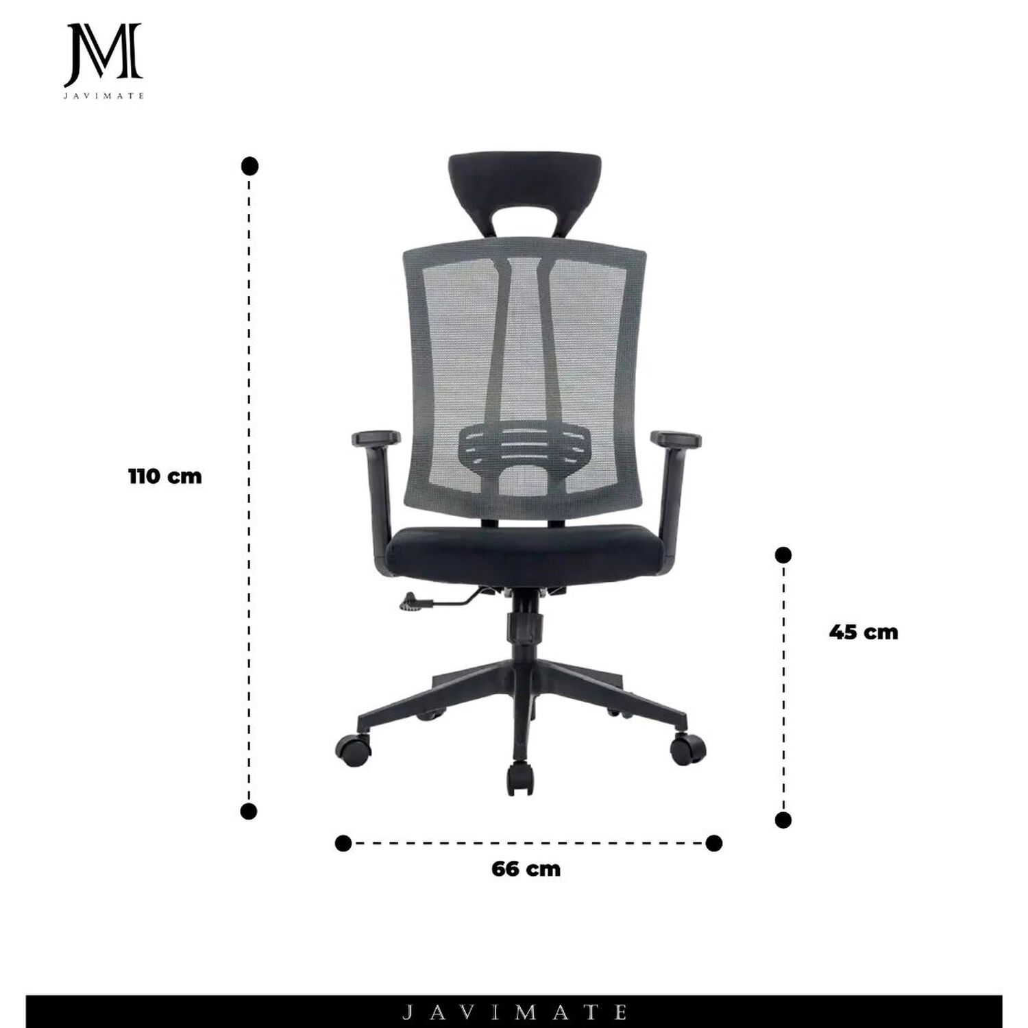 Silla De Oficina Ergonomica Pro Apoyacabeza Javimate Color Negro image number 3.0