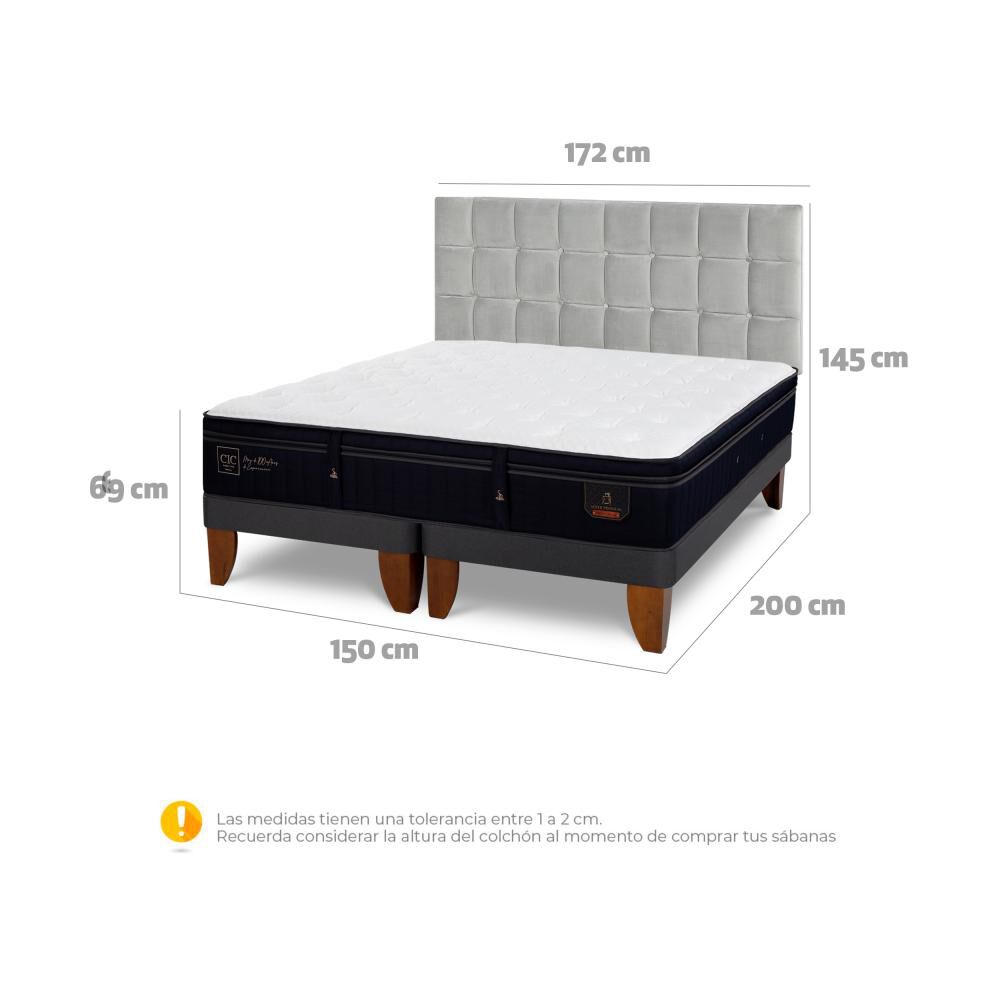 Cama Europea Cic Super Premium / 2 Plazas / Base Dividida + Respaldo image number 5.0