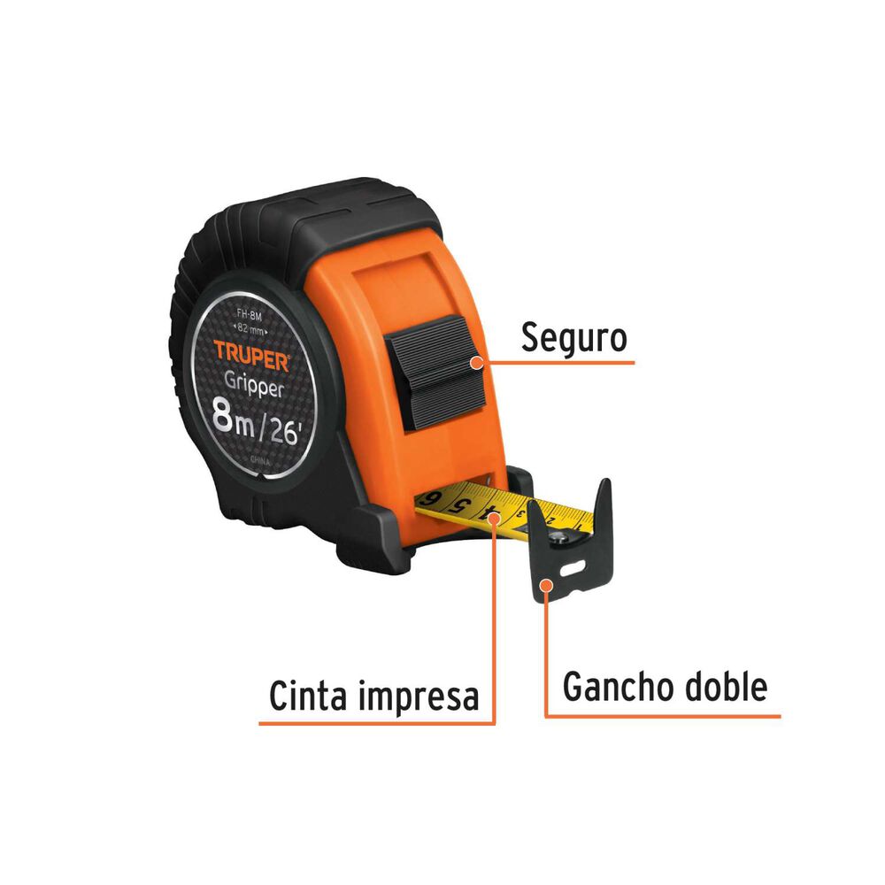 Huincha De Medir Contra Impacto 8mts - Truper image number 1.0