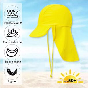 Gorro Largo Con Protecci&oacute;n Uv +50 Amarillo Ni&ntilde;o Ni&ntilde;a