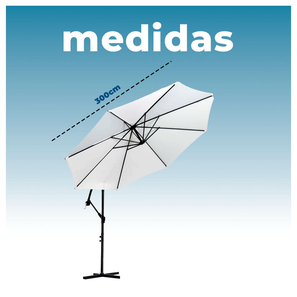 Quitasol Lateral 3m Con Brazo Sombrilla Exterior Ajustable image number 5.0