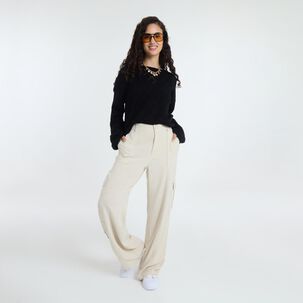Sweater Crop Manga Larga Cuello Redondo Mujer Freedom