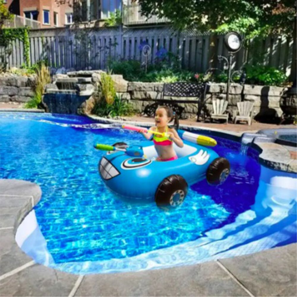 Flotador Autito Inflable Con Pistola Lanza Agua Azul image number 4.0