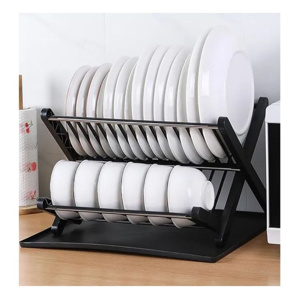 Platera Escurridor 2 Niveles Estante Para Platos Y Tazas Negro image number 2.0