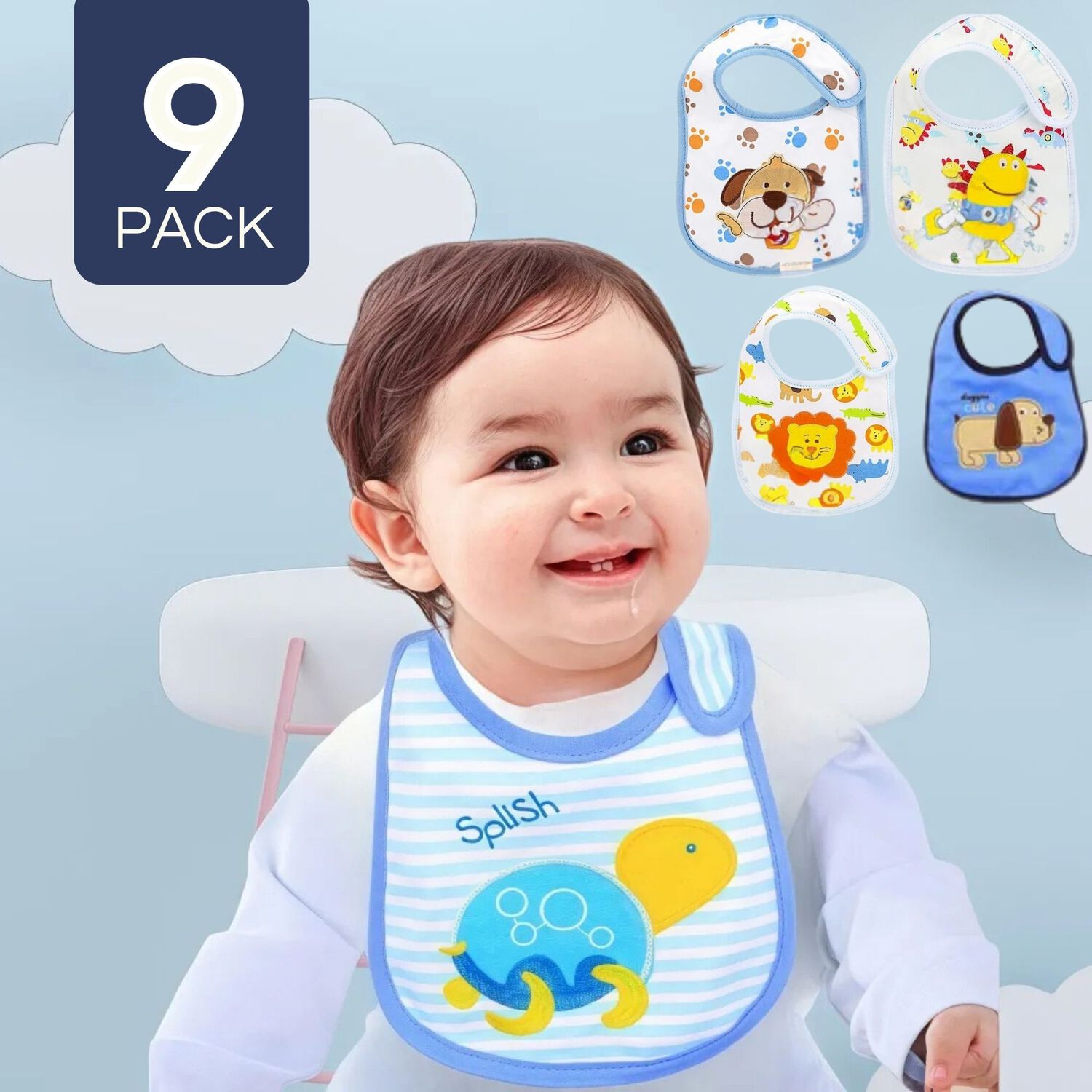 Superpack 9 Baberos Impermeables Para Beb&eacute;s Jump Kids Ni&ntilde;o image number 0.0