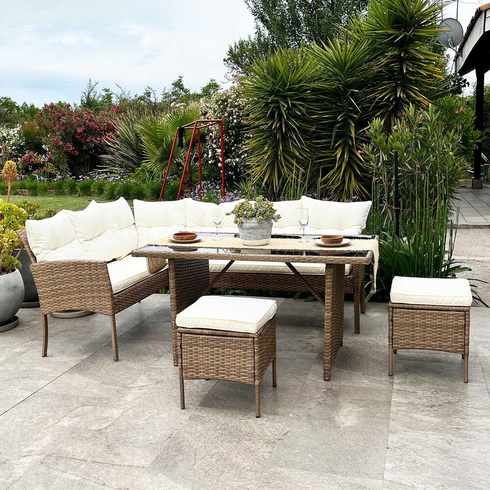 Juego Living Comedor Terraza Alma Caramelo 8 Personas image number 1.0