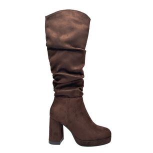 Bota Para Mujer Color Cafe Estilo Corrugado.