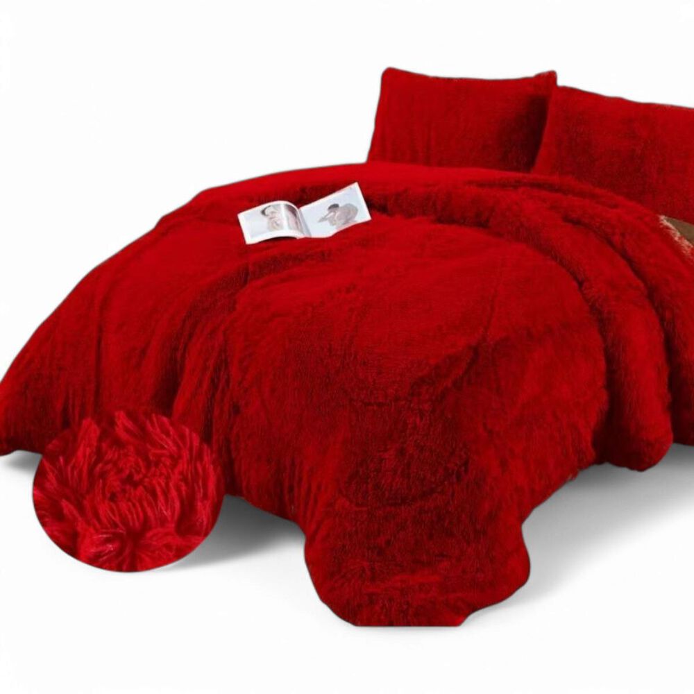 Cobertor De Invierno Peludo Con Chiporro De Plaza Y Media + 1 Funda De Almohada Color Rojo image number 0.0