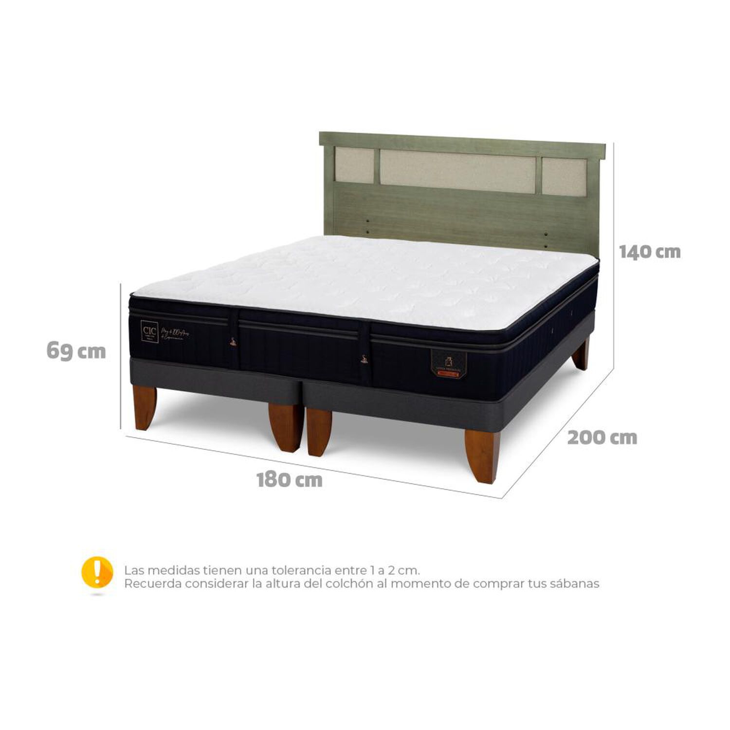 Cama Europea Cic Linea Premium / King / Base Dividida + Respaldo image number 6.0