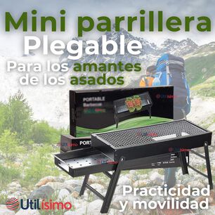 Mini Parrillera De Carb&oacute;n Plegable Port&aacute;til Acero