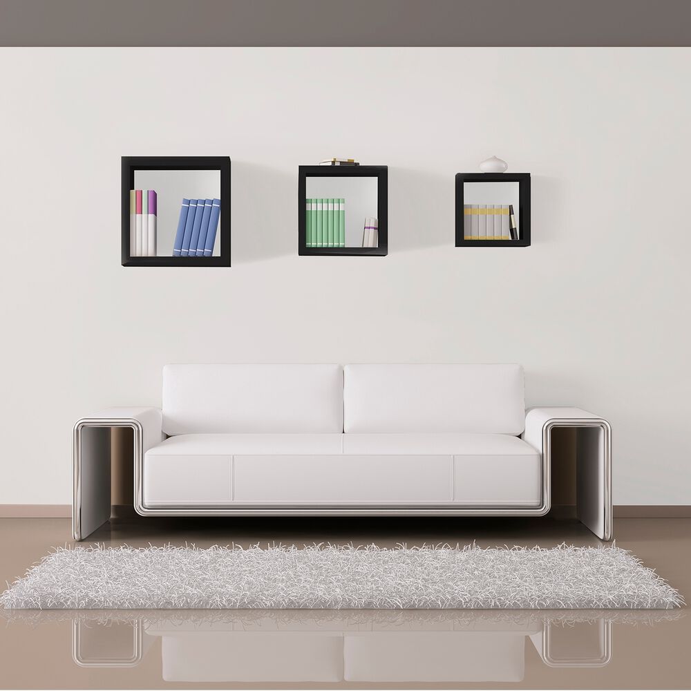 Repisas Flotantes Kit De 3 Cubos Negros - 28cm - 24cm - 20cm - Nch3p Brasforma image number 1.0