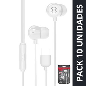 Pack 10 Audífonos Maxell In-bax Con Micrófono In Ear Tipo C Blanco