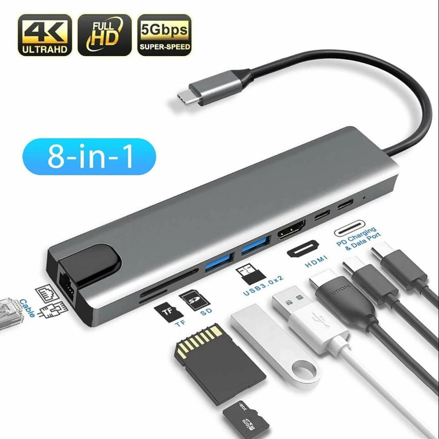 Adaptador Multipuerto Hub Tipo C 8 En 1 image number 2.0