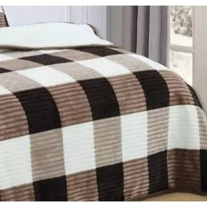 Manta Frazada T&eacute;rmica Chiporro Fundas Almohada 2 Plazas. Cafe