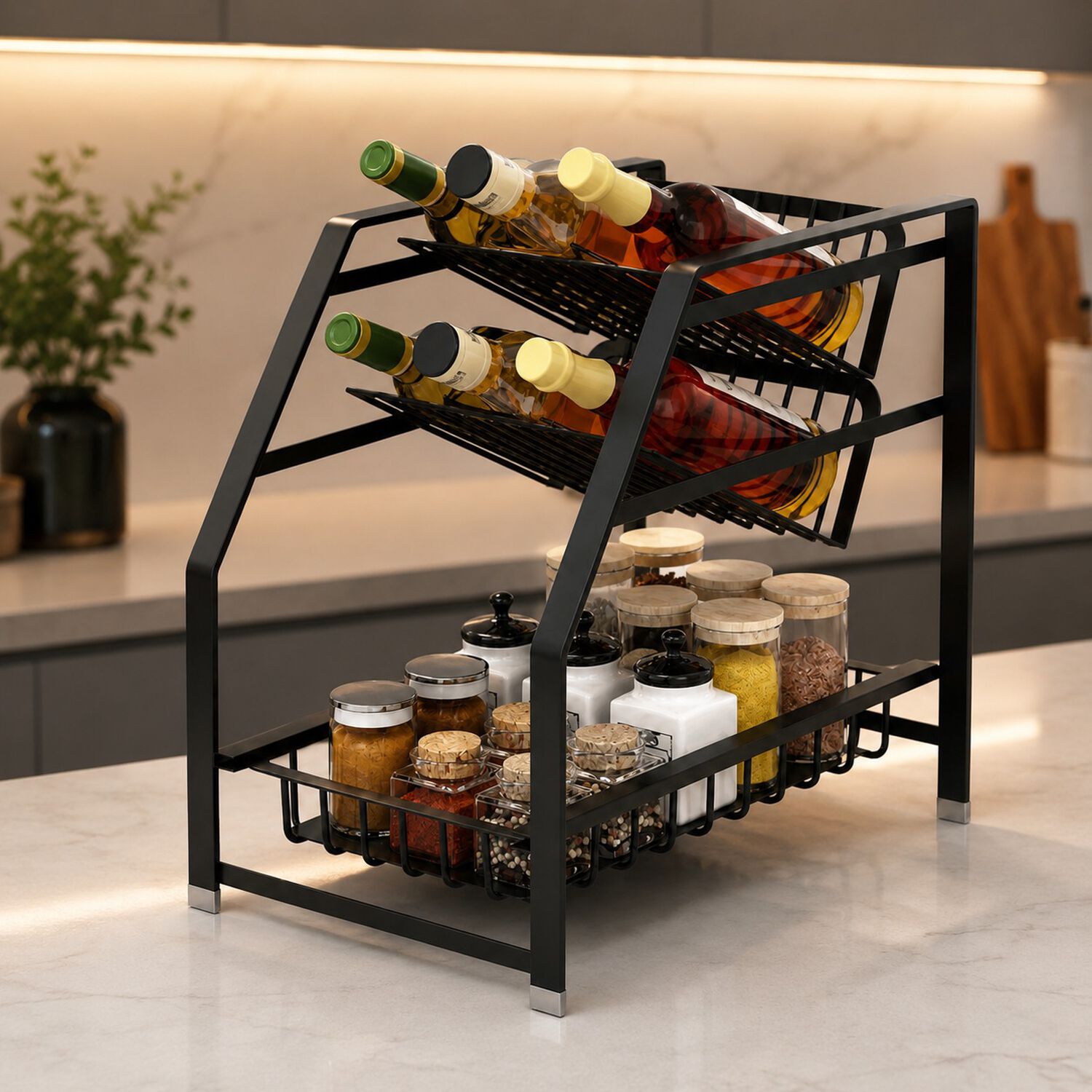 Organizador Rack Multiusos Especiero De Cocina Y Botellas Con 3 Niveles image number 0.0