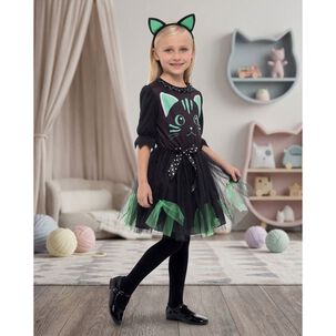 Disfraz Infantil Gato Verde Vestido Ni&ntilde;a