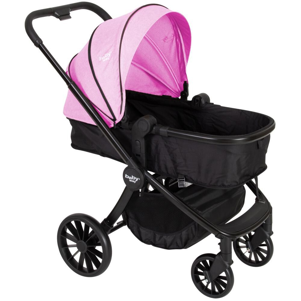 Coche Travel System Baby Way 3 En 1 Fucsia Con Base image number 3.0