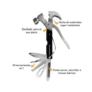 Kit De Martillo Multifuncional 18 En 1 Para Viajes Y Hogar