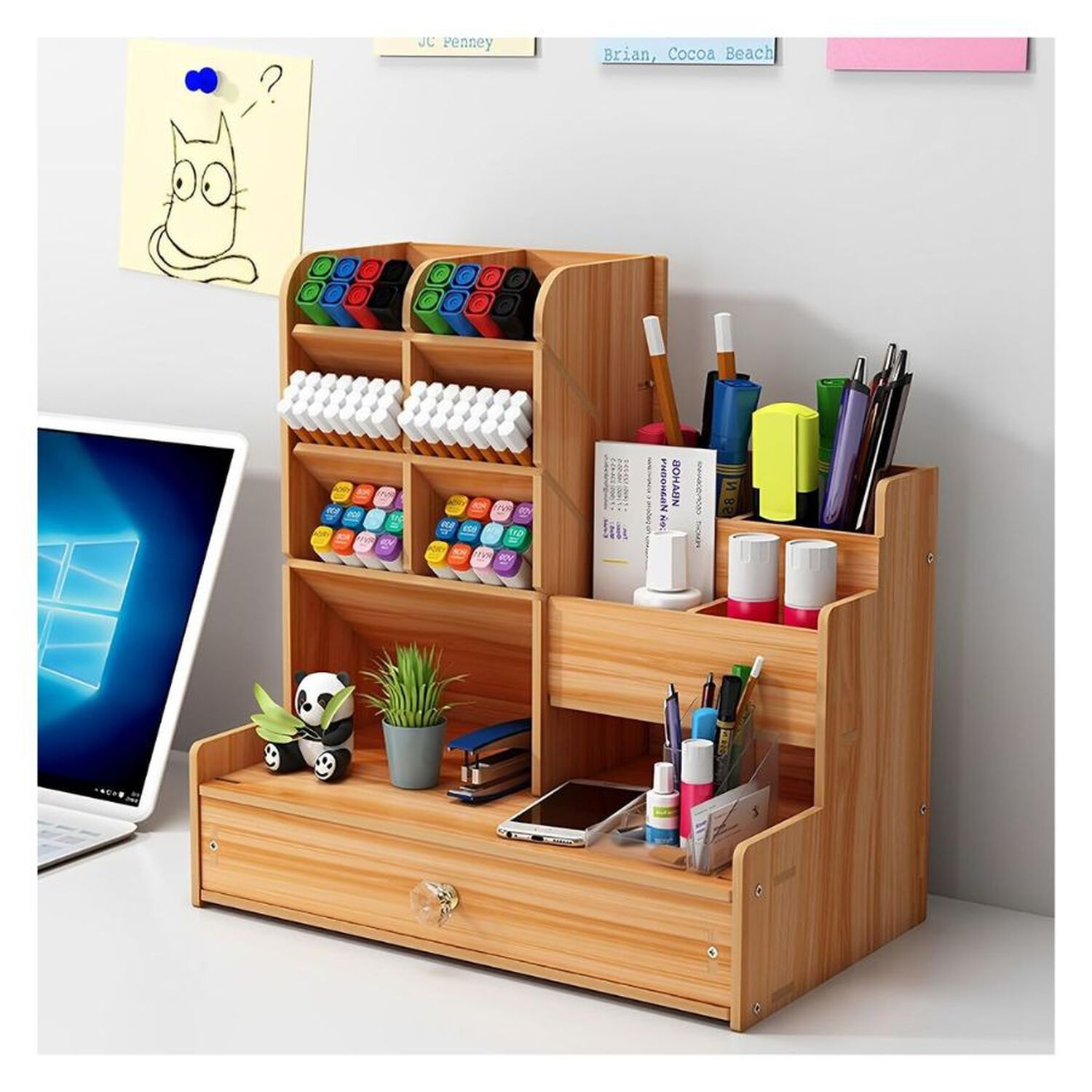Organizador Escritorio Madera Multifuncional Caj&oacute;n Oficina image number 6.0