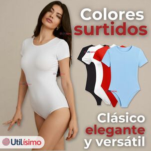 Pack 3 Bodys Ajustables Moldeador 100% Bamb&uacute; Cuello Redondo Manga Corta Mujer Colores Surtidos