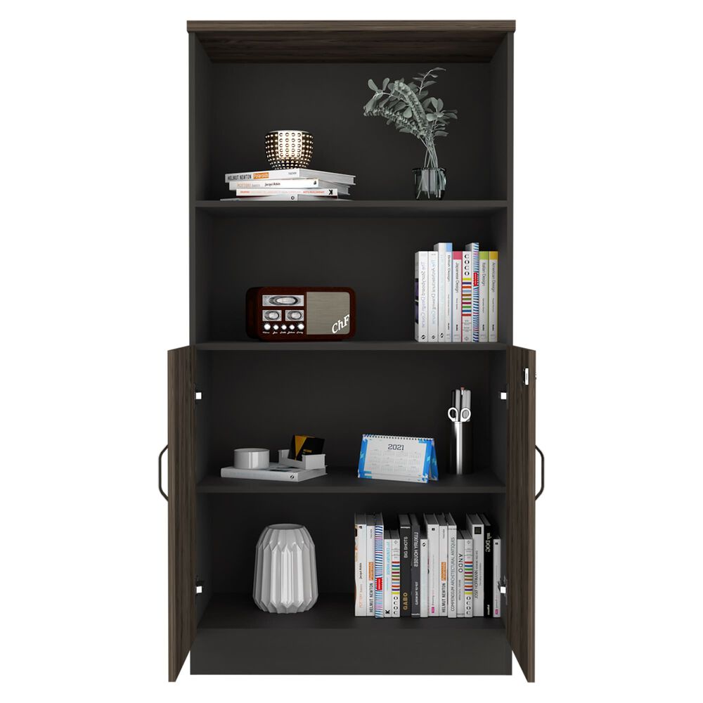 Librero 2 Puertas Fm-003n Negro Y Café Oscuro image number 1.0